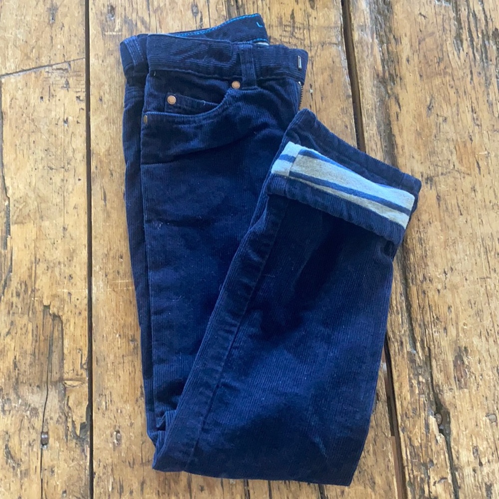 Lands End boys lined corduroy navy pants - 7 slim